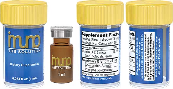 imuno 1ml vial and outer dietary supplement label
