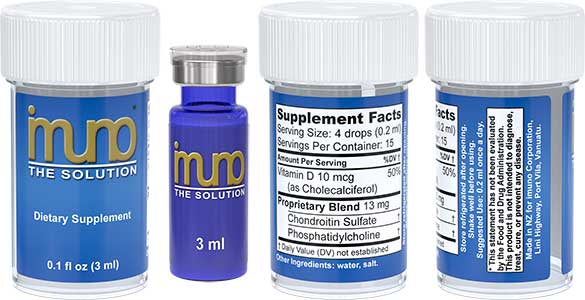 imuno 3ml vial and outer dietary supplement label